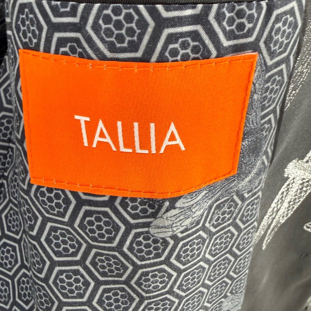 TALLIA Dragonfly Print Blazer Dinner Jacket Mens 40S Black Silver Festive - Picture 4 of 13